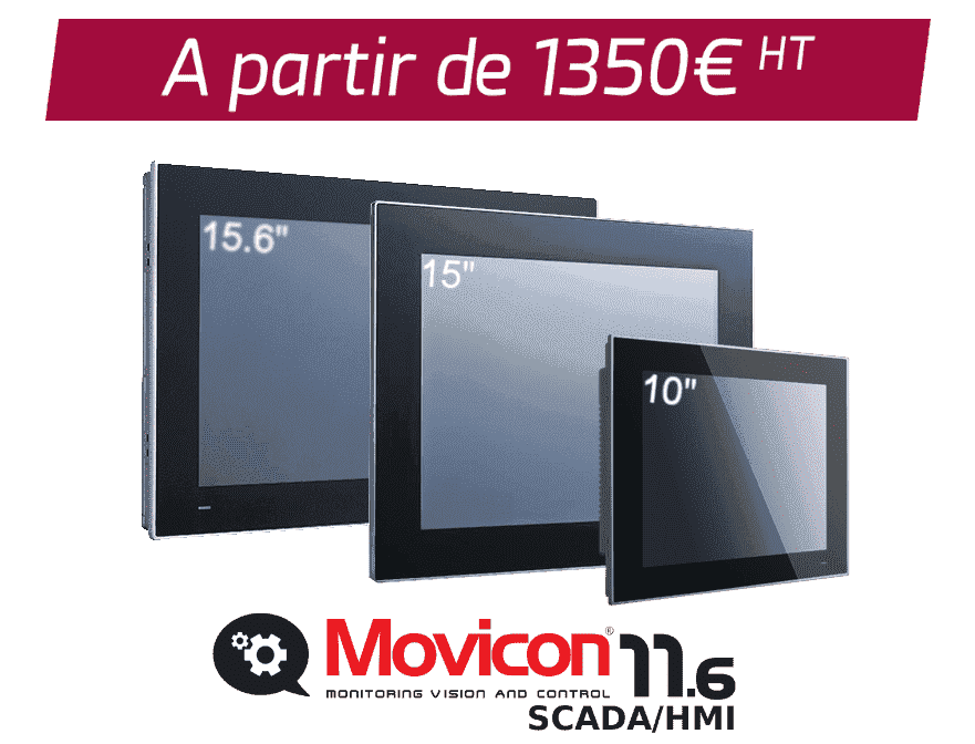 A partir de 1 350€ sélectionnez un Panel PC + la solution Movicon SCADA/HMI