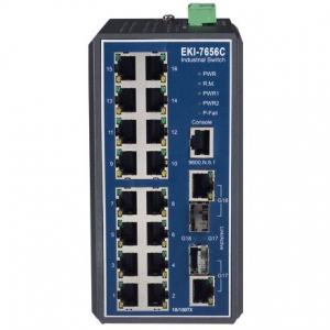 EKI-7656C-AE Switch Rail DIN industriel 16 ports + 2 x Combo 1Gb Managé