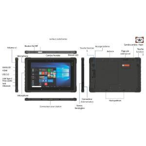 CW-S10 Tablette durcie 10" IP 65 avec Windows, batterie échangeable + port RJ45