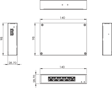 IOT-BOX-SWP5G Switch ethernet industriel PoE+ 4+1 ports 10/100/1000Mbps non managé (-40°C ~ 75°C)