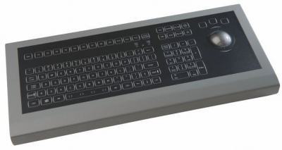 KSMX106S0007-W-MC1 IEC-60945 Clavierindustriel rétro-éclairé par LED à poser sur table 106 touches "Duralight" - Trackball laser de 50mm Etanchéité: IP67 Interface USB RU