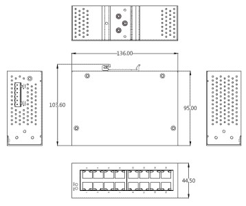 IOT-BOX-SW16G Switch ethernet industriel 16 ports 10/100/1000Mbps non managé (-40°C ~ 75°C)