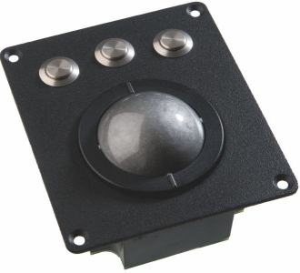Trackball industrielle / Trackball - montage en panneau / Trou de fixation M4 - Boule technologie laser de 50mm - Boutons IP65- Face avant noire - 100 x 116 x 40 mm - IP65