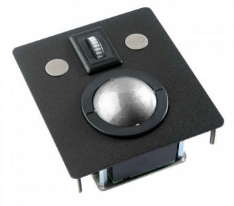 LTSX50F8-BT1 Trackball industrielle montage en panneau 50mm de diamètre "Scroll & Roll" - Roulette de défilement et fonction clic - plaque noire Etanchéité: IP68