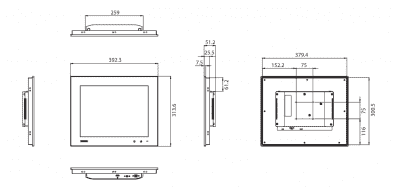 FPM-1150G Moniteur industriel 15" tactile résistif avec VGA / HDMI