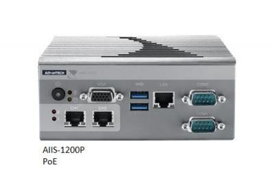 AIIS-1200P-S6A1E PC industriel pour application de vision, N3160 1.6G, 2 PoE, 1 LAN, 4 USB3.0, 2 COM, DIO