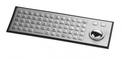 Clavier inox 64 touches carrées 12.5mm avec trackball inox et montage par l'arrière