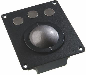 Trackball industrielle / Trackball - montage en panneau / Trou de fixation M4 - Boule technologie laser de 50mm - Boutons IP68 - Face avant noire - 100 x 116 x 40 mm - IP68