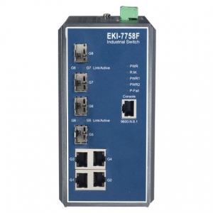 EKI-7758F-AE Switch Rail DIN industriel 8 ports Gb Managé alimentation redondate