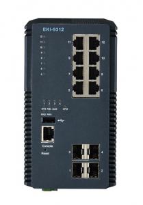 EKI-9312-C0ID42E Switch industriel manageable 8 ports 1Gbps, 4 ports Fibre SFP, températures étendues