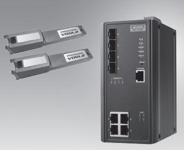EKI-7712G-2FV-AE Switch Fibre Optique 2 ports SFP 8 ports RJ45 Gb et 2 ports VDSL2