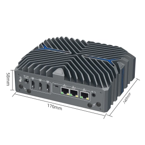 IOT-BOX-I14 PC Fanless puissant avec Intel Core Ultra CPU 14th Gen 3 x HDMI, Type-C, 3x LAN, 2 x COM, 4 x USB et NPU