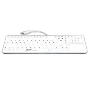 Clavier médical silicone rétro-éclairé 109 touches avec touchpad capacitif IP65 désinfecable sur table ou encastrable
