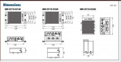UNO-2271G-E21AE Mini PC industriel fanless à processeur E3815 1.46GHz, 4G RAM, 32G, 2xEthernet, 2xCOM, HDMI