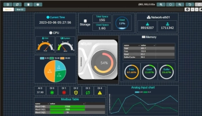 nDAS6017 Passerelle IoT avec 8 x AI, RS-485, 2 x LAN, Modbus, OPC-UA, MQTT, API REST, Cloud et écran OLED tactile