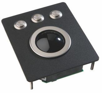 TBS50F2-BT1 Trackball industrielle / Trackball - montage en panneau - Boule noire de 50mm en résine phénolique - Face avant noire - 100 x 116 x 40 mm  - IP65