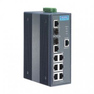 Switch Rail DIN industriel 6 ports Gigabit + 2 combo Managé -40°C 75°C