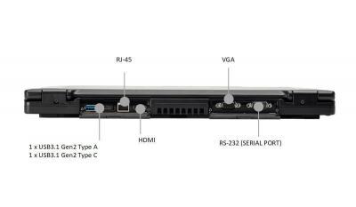 S15AB2 PC Portable semi-durci 15" avec port série RS232, 4xUSB, HDMI, VGA, RJ45