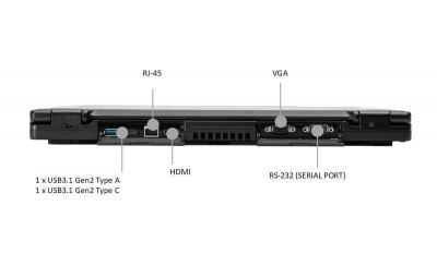 S15AB2 PC Portable semi-durci 15" avec port série RS232, 4xUSB, HDMI, VGA, RJ45