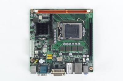 Carte mère industrielle, LGA1156 miniITX VGA/DVI/PCIe/2GbE/ 2COM/Q57