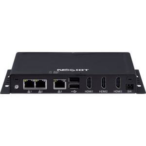 PC Fanless compact avec Atom® x6211E, 3 x HDMI, 3 x LAN, 4 x USB, 2 x COM, 1 mini PCIe - 12/24V