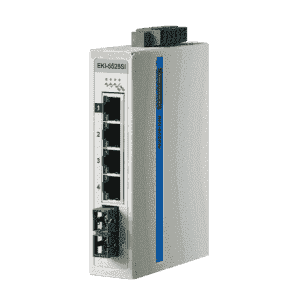 Switch Rail DIN protocole automatisme  4 ports + 1 Fibre SM F -40°C 75°C