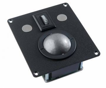 LTSX50N8-BT1 Trackball industrielle montage en panneau avec trous de fixation 50mm de diamètre "Scroll & Roll" - Roulette de défilement et fonction clic - plaque noire Etanchéité: IP68