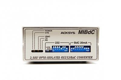 MIBdC Convertisseur RS232 <-> boucle de courant active ou passive, alim AC, format boîtier