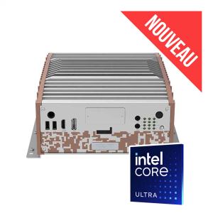 PC fanless puissant équipé d'un processeur Intel Core Ultra 5 ou 7 x4 COM, x1 DP, X1 HDMI, X1 SIM, X4 USB3.2,GPIO,TMP2.0
