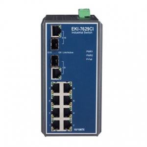 EKI-7629CI-AE Switch Rail DIN industriel 8 ports + 2 FO SFP Gb Combo -40 +75°C