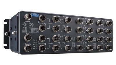 EKI-9528E-8GMW-A Switch ethernet EN50155 administrable avec 20 ports 10/100Mbps et 4 x 10/100/1000Mbps  et 4 ports 10/100/1000Mbps bypass, connectique M12 -40 ~ 70 °C
