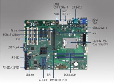 AIMB-708G2-00A1 Carte mère industrielle ATX compatible processeur Intel 12eme génération + HDMI/VGA, 6xUSB 3.2, 2xLAN et M.2