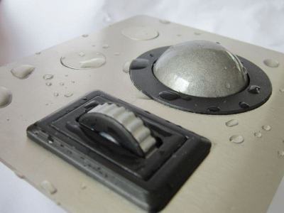 MTSX38F8-BT1 Trackball industrielle montage en panneau 38mm de diamètre "Scroll & Roll" - Roulette de défilement et fonction clic - plaque noire Etanchéité: IP68