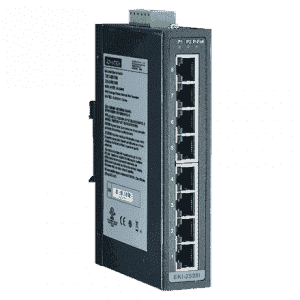 Switch Rail DIN industriel 8 ports Ethernet 10/100 Mbps température étendue en boîtier métallique et alimentation redondante