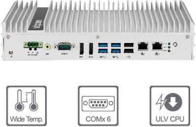 NISE4200 PC Fanless compact i5-6442EQ/i3-6102E BGA, DVI,2 x DP, 6 x COM, 2 x GbE, 24VDC, -20~70°C