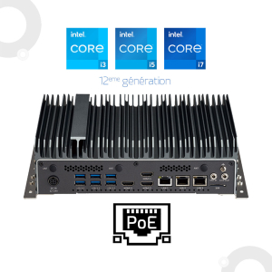 PC fanless Edge IA PoE équipé d'un processeur Intel Core I3, I5 et I7 de 12eme génération