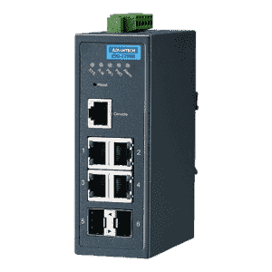 EKI-7706E-2FI-AE Switch Rail DIN industriel 4 ports FE + 2 Fibre SFP -40°C 75°C