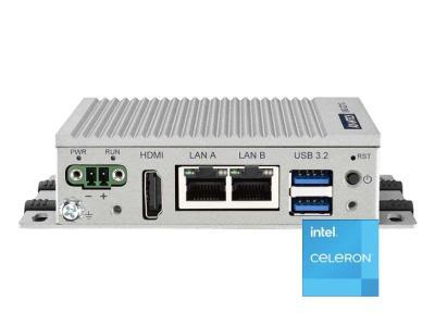 Mini PC Fanless pour l'Edge Celeron, 2 x LAN, 2 x USB 3.2, 1 x mPCIe, HDMI, 32 GB eMMC certifié AWS, Ubuntu et Windows 10 validé en Europe