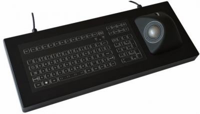 Clavier industriel étanche IP67 rétro-éclairé avec trackball à poser sur table avec interface USB, langue: Russe