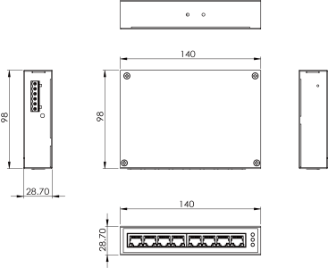 IOT-BOX-SW8G Switch ethernet industriel 8 ports 10/100/1000Mbps non managé (-40°C ~ 75°C)