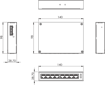 IOT-BOX-SW8G Switch ethernet industriel 8 ports 10/100/1000Mbps non managé (-40°C ~ 75°C)