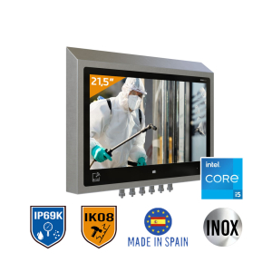 IRTW69215SLW7DA Panel PC 21,5"  fanless chassis inox IP69K tactile capacitif IK08 avec processeur Intel Core I5