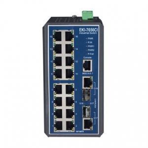 EKI-7656CI-AE Switch Rail DIN industriel 16 ports + 2 x Combo 1Gb Managé -40°C +75°C