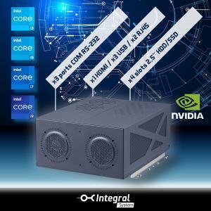 AIEdge-X500 PC IA équipé d'un processeur Intel® Core™ de 8e / 9e génération  grande capacité de stockage et compatible carte graphique NVIDIA