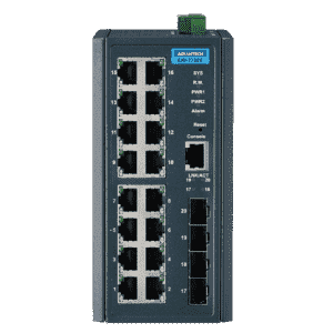 EKI-7720E-4F-AE Switch Rail DIN industriel 16 ports FE  + 4 Fibre SFP Managé