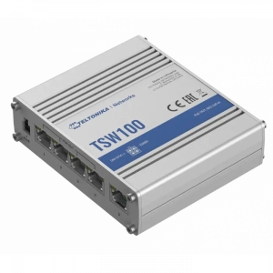 TSW100 Switch industriel PoE+ 5 ports non administrable et Rail Din