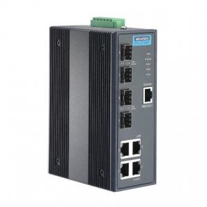 Switch Rail DIN industriel 4 ports Gigabit + 4 Fibre managé -40°C 75°C