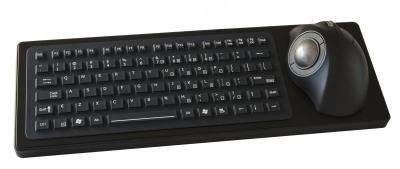 Clavier QWERTY compact étanche IP67 en caoutchouc et silicone avec trackball ergonomique rétroéclairé et encastrable