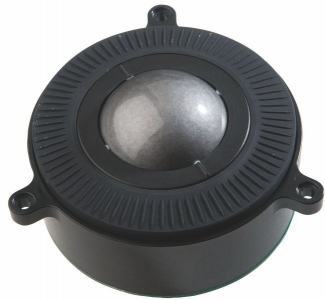 IP40 trackball USB&PS2 - Mount to back of panel - Black Top Ring & 3rd axis wheel, detent scrolling feature - damper ring - Metallic grey ball -