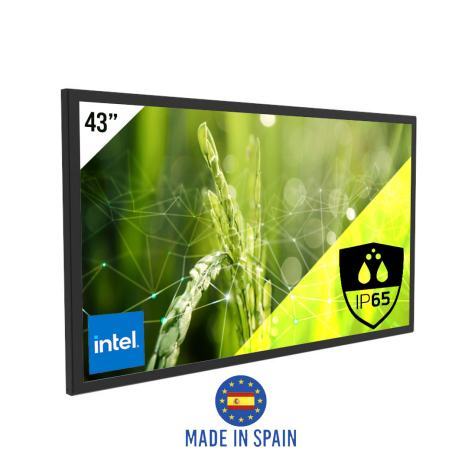 Panel PC fanless 43" IP65 FULL HD châssis en tôle peinte avec processeur Intel Core I3 13eme gen.